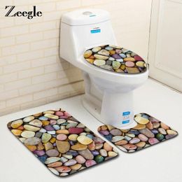 Tapis de bain Zeegle Stone Salle de bain imprimé Tapis de toile de toilette Topage de toilettes Anti-slip Set Soft Flannel Lid Cover Tapis