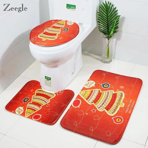 Alfombrillas de baño Zeegle Mat de baño Alfombra de baño Decoración navideña Absorbente de alfombra de ducha sin deslizamiento