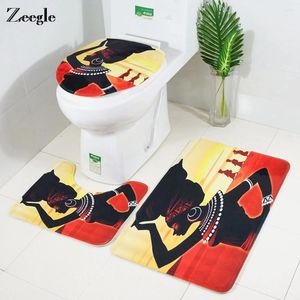 Badmatten Zeegle Woman MicroFiber 3 stks mat set toilet tapijten deksel deksel deksel niet-slip badkamer vloer tapijten