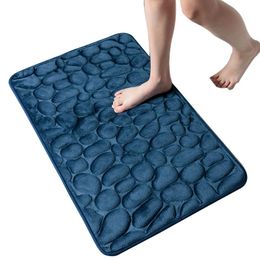 Badmatten 50 * 80 cm Cobblestone Dikke Coral Fluwelen Vloermat Memory Foam SBR Antislip Tapijt Water Absorberende Floormat Flanel Soft ZL0433SEA