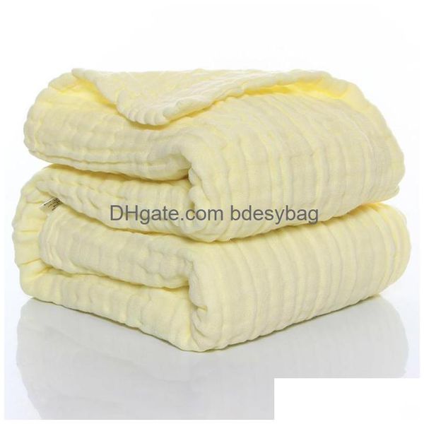 Peignoir bébé Couvertures Couverture en mousseline biologique Ddles Couverture pour nouveau-né coton solide serviette infantile Burp vêtements garçon fille couette livraison directe H Dhcuk