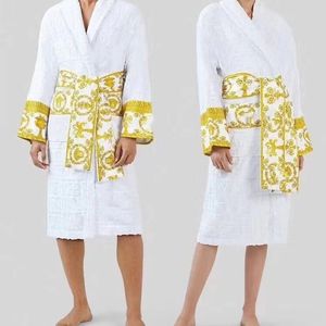 Bath Robe Designer Cardigan Lovers Longstyle Europeaan Drukfrelis 100% Katoen luxueus paar Bathrobe Groothandel 2 Paren CO -jacketstop