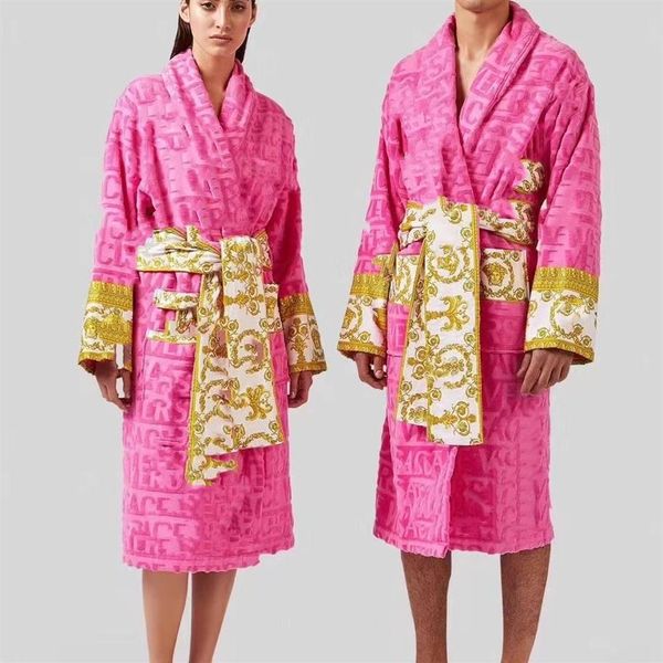 Bath Robe Designer Long Hoodie Lovers Couples Longstyle LUXURY Impression européenne brillant 100% coton luxueux Couple BathRobe whol305V