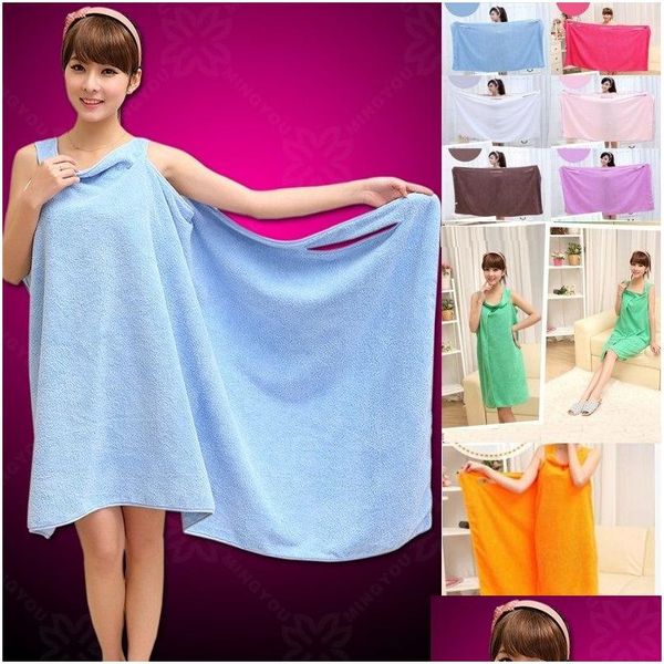 Peignoir Couleur Unie Serviette Magique Dame Filles Spa Douche Body Wrap Fille Wearable Peignoirs Jupe Drop Delivery Maison Jardin El Fournitures Dhdht