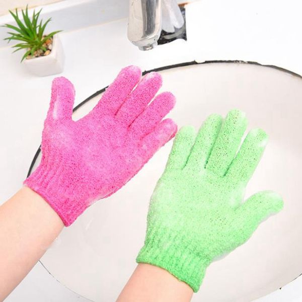 Gants de douche de bain Couleurs de bonbons Serviette de gommage de boue Cinq doigts Exfoliant Spa Gants de bain Massage corporel Nettoyage Épurateur 7 couleurs BT4874