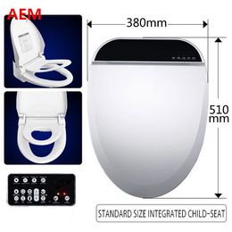 Baño Suministros de inodoro Asiento de inodoro inteligente Cubierta de bidé inteligente eléctrica alargada Asientos calefaccionados Luz LED Niños integrados Silla de entrenamiento para bebés