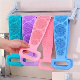 Badgereedschap Accessoires 1 van Sile Sile Body Scrubber Doucheborstel Bad Exfoliating Back Back Scrub Cleaner Reinigingsband Badkamer Toegang DHHXJ