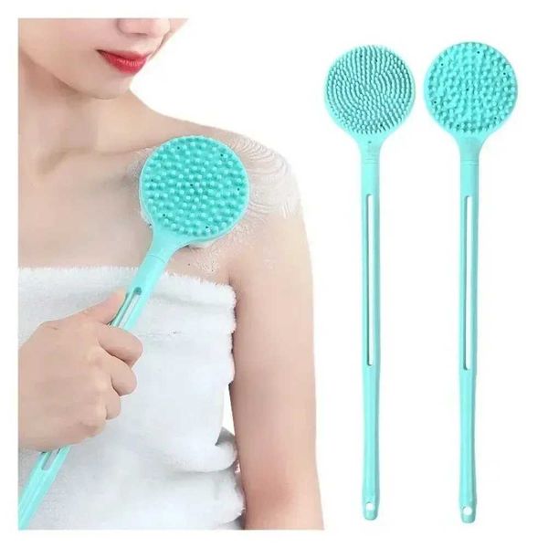 ACCESSOIRES D'OUTILS DE BAIN 1PC Silicone à longue baignoire manuelle brosse Douche double face Body Scrub Back Massage ACCESSOIRES DE SALLE DE SALLE Q240430