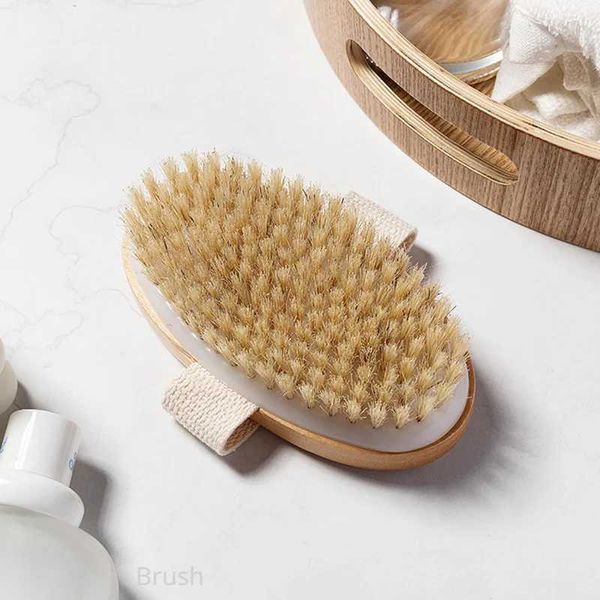 Bath Tools Accessories Dry Skin Body Brush - Un poil naturel pour le massage de la douche et l'exfoliation du bain Q240430