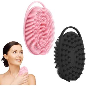 Outils de bain Accessoires Exfoliant Sile Body Scrubber Soft Loofah Douche 2 en 1 Exfoliant Masr Shampooing Brosse pour toutes les peaux Hommes Femmes D Dhqs0