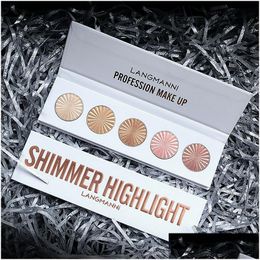 Outils de bain Accessoires Langmanni Eye Highlighter Bronzer Powder And Face Glow Up 5 Color Shimmer High Lighter Palette Cosmétiques Ma Dhemf