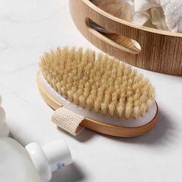 Bath Tools Accessoires Natural Bristle Bristle pour le corps doux et sec du corps de la peau sèche Massage de baignade Q240430