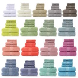 Serviette de bain 6pcs 3pcs Coton Ensemble en dentelle de luxe Broidered Face Mandles de toilette à main rapide Terry Terry Terry 17Colors 231202