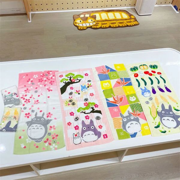 Toalla de baño 76x36cm de alta calidad bebé Totoro patrón de algodón toallas de cara pañuelos de tela de baño para adultos 231202