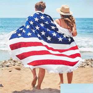 Badhanddoek Amerikaanse vlagpatroon handdoeken strandhanddoek uas sjaal polyester yoga picknickdekens 150x150 cm drop levering home tuin el dhywbbb