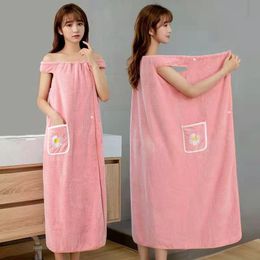 Serviette de bain serviette de bain emballage portable femme adulte absorbant polyester cheveux secs cuir longue salle de bain lavable