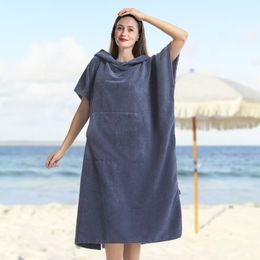 Serviette de bain Serviette Poncho Surf Robe de bain à manches courtes avec capuche en microfibre à séchage rapide pour hommes et femmes 230519