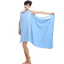 Serviette De Bain Superfine Fibre Serviette De Bain Sling Couleur Unie Peignoir Wearable Prise D'eau Douche Jupe Salle De Bains 150X80Cm Lady New 9Yq G Dhn5B