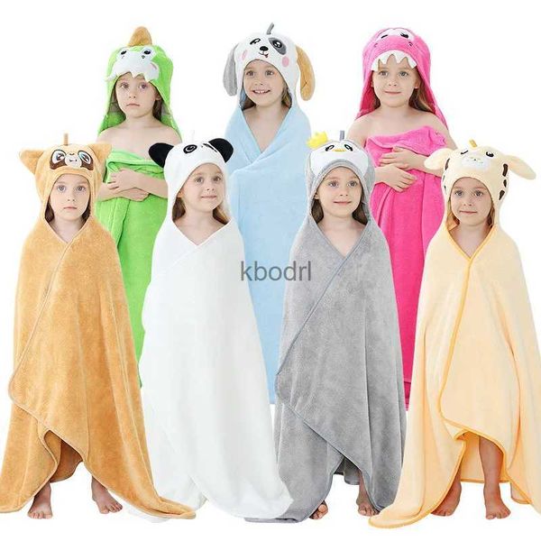 Serviette de bain Enfant en bas âge enfants serviette de plage corail velours peignoir bébé garçons filles Animal à capuche serviette de bain 80*130 cm enfants dinosaure couverture YQ240106