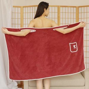 Serviette de bain femmes mode doux corail polaire portable serviette de bain séchage rapide peignoir jupe Wrap poitrine robe de bain 230519