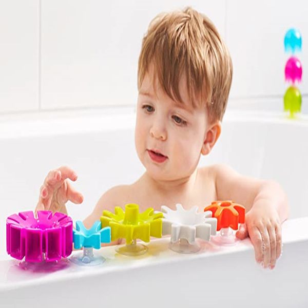 Juguetes de baño, juego de baño de engranajes de agua de 0 a 3 años con montaje giratorio, ventosa, baño, juguete para bebé 230615