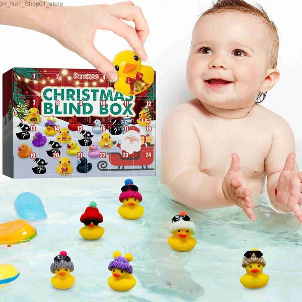 Juguetes de baño 24 patos de goma Calendario de Adviento de Navidad con calendario de cuenta regresiva de 24 días Juguete de baño de patito de goma Regalos de Navidad creativos Q231212