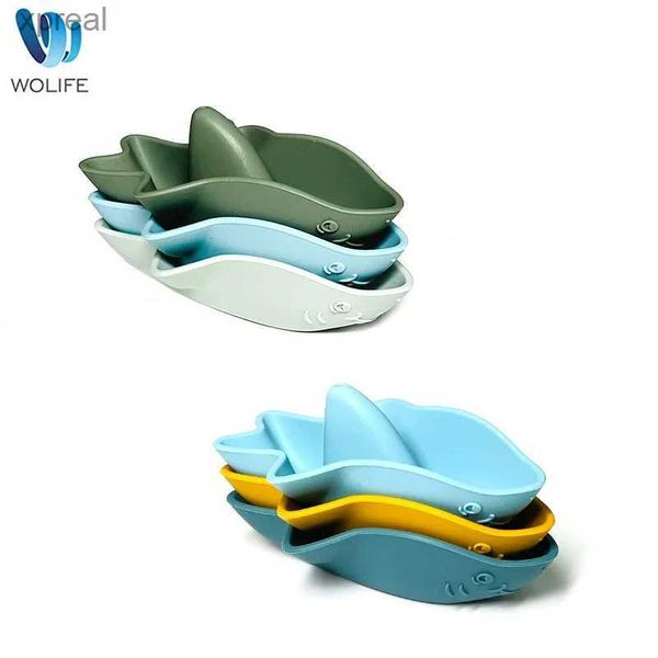 Jouets de bain 3 pièces / ensemble de baby shower toys toys en forme de requin jouets flottants bébé silicone douche toys bpa apprentissage des enfants gratuits et cadeaux cognitifswx