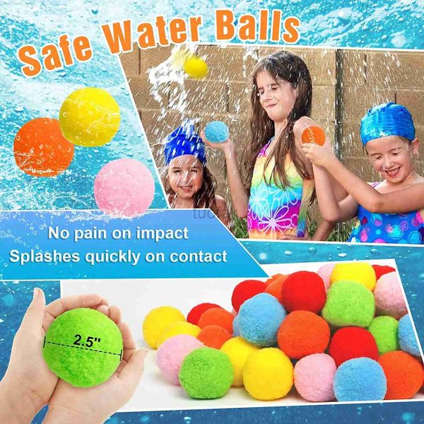 Toys de bain 30pcs Balles de trempage d'eau réutilisables ballons d'eau Cotton Splash Toys for Pool Beach Outdoor Summer Swimming Games Toy D240507
