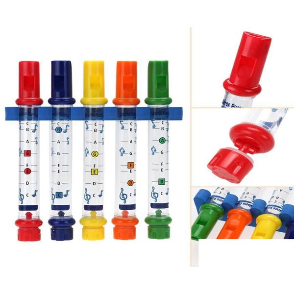 Toys de bain 5pcs 1 rangée bébé enfants jouet colorif flûtes aquatiques de tubes enfants