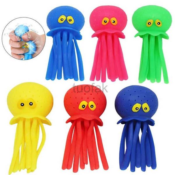 Jouets de bain 6 couleurs éponge absorbant Octopus Baby Bath Toys Stressing Stress Relief Toys Summer Pool Pish Play Water Tyt for Children D240507