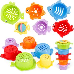 Badspeelgoed 6 stks/set baby dobber water stapel cups klassiek bad speelgoed zwemmen educatief speelgoed voor kinderen plastic visdier voor badkamer 230131