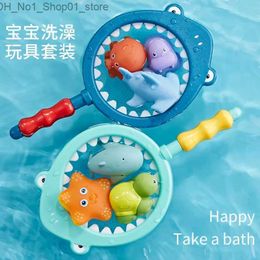 Jouets de bain 7 pièces/ensemble animaux mignons jouets d'eau de natation pour enfants flotteur en caoutchouc souple presser son jouet de bain grinçant pour bébé jouets de bain Q231212