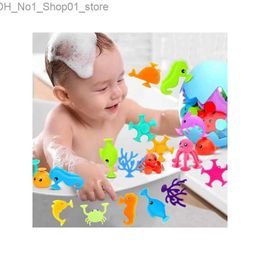 Juguetes de baño 9 unids / set Baby Sucker Toys Colorful Soft Puppet Bath Companion Sensory Toy Ocean Animal Ventosa Juguetes de baño Niños Niñas Regalo Q231212