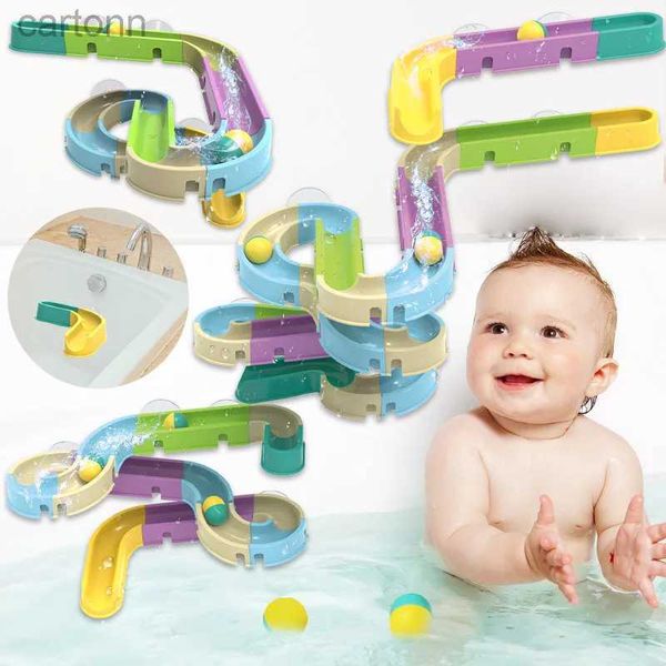 Toys de bain Baby Bath Rainbow Slide Toys Marble Race Shower Pipeline Assemblage Tracks Tracks Balls Set Bathtub Bathtub Kids Play Water Game 240413