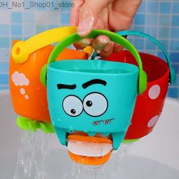 Jouets pour le bain Bébé bain jouet jet d'eau roue à eau arroseur seau été plage ensemble jouer sable salle de bain baignoire douche jouet pour enfants Q231212