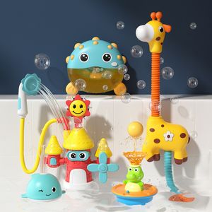 Jouets pour le bain Jouets de bain pour bébé enfants électrique jouant de l'eau bébé bain salle de bain Machine à bulles bébé bain douche jouets ensemble de pulvérisation légère 230923