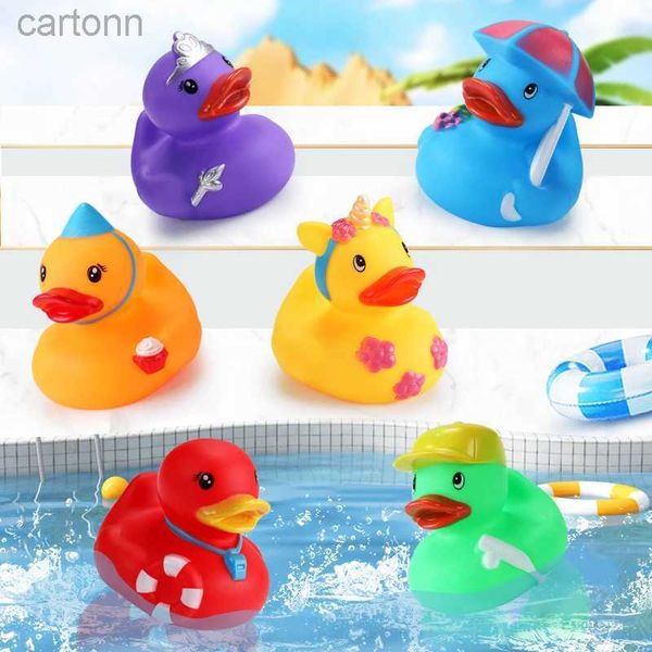 Toys de bain Baby Bath Toys Ducks en caoutchouc coloré avec Sound Sound Sound Soft Rubber Floark Ducks Baby Bathtub douche jouets pour tout-petits Kids 240413