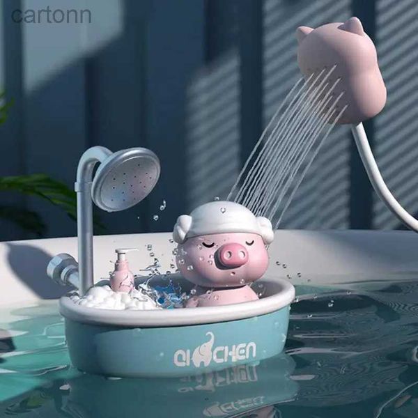 Toys de bain Baby Bath Toys Pig Pig Baby Bathtub Bathtub Bathtub Water Water With 2 buses pour enfants Bath et douche cadeau d'anniversaire 240413