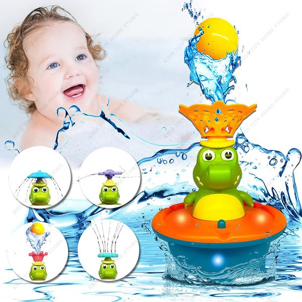 Jouets de bain Jouets de bain pour bébé pour les tout-petits Fontaine Crocodile avec 5 modes de pulvérisation d'eau Jouet de baignoire lumineux pour salle de bain Piscine 230919