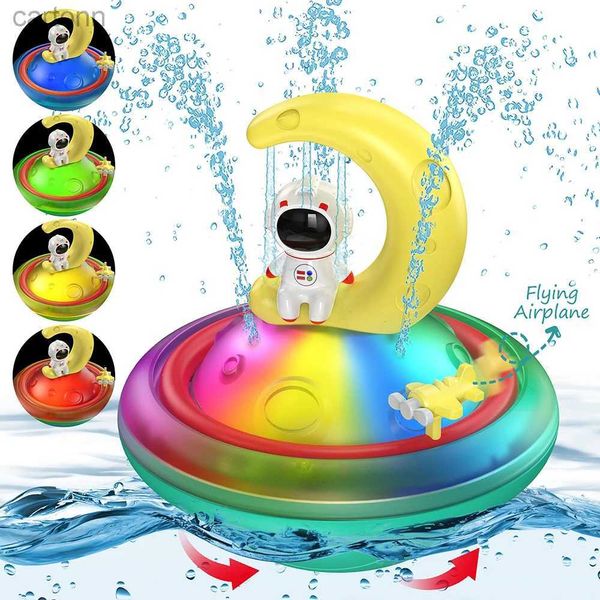 Juguetes para el baño juguetes para el baño de bebé rociamiento de agua de rotación de la ducha de rociador de inducción automática con regalo de juguetes de piscina de bañera LED para niños pequeños 240413