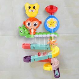 Juguetes de baño baño bebé ensamblaje de mono juguetes para niños juegos de agua y spray bañera giratoria bañera juguetes de plástico D240522