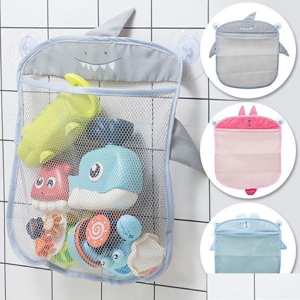 Jouets de bain Sac de filet de salle de bain pour bébé Conception de ventouse pour paniers pour enfants Formes d'animaux de dessin animé Sacs de rangement de sable en tissu Livraison directe K Dh5Xn