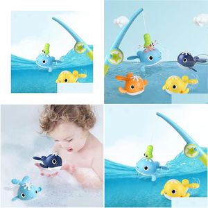 Jouets de bain bébé jeux de pêche magnétiques horloge jouet piscine baignoire amusante pour les tout-petits enfants baleines baignoire d'eau cadeaux livraison directe maternité Dhehr