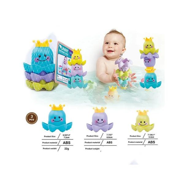 Jouets de bain Bébé Empilage Tasse Jouet Pliant Bateau Forme Tour Bain Douche Plage Jouer Kit D'eau Éducatif Pour Bébé Cadeau Livraison Directe Dhfjg