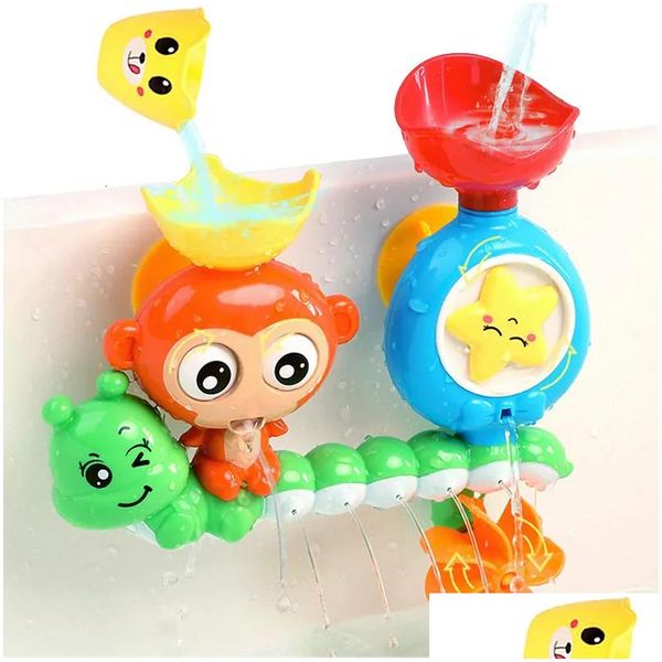 Jouets de bain Bébé Sunction Coupe Piste Jeux d'eau Enfants Salle de bain Singe Caterpilla Douche Jouet pour enfants Cadeaux d'anniversaire 230221 Drop Deliv Ot1Rs