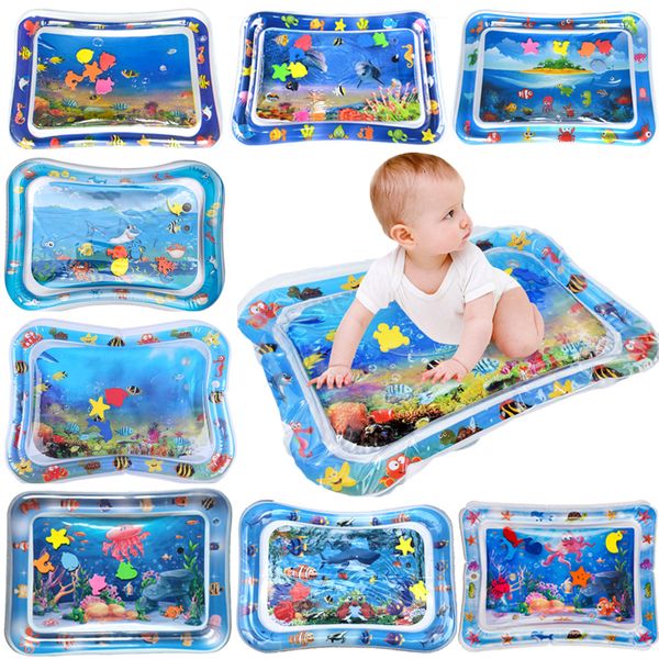 Jouets de bain Tapis d'eau pour bébé Coussin gonflable Tapis de jeu d'eau pour bébé en bas âge pour enfants Éducation précoce Développement Jouet pour bébé Jouets d'été 230923