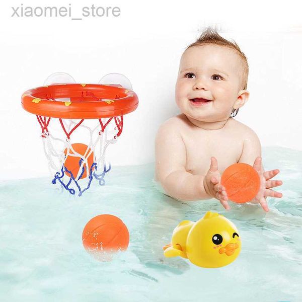 Jouets de bain Panier de basket pour enfants ensemble de jouets avec ventouse pour baignoire panier de basket avec 3 balles enfants salle de bain douche
