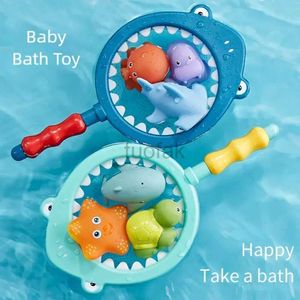 Jouets de bain jouets de bain matériaux sûrs de formes d'animaux mignons filets de pêche aux requins pour faire tomber les bébés amoureux de la baignade D240507