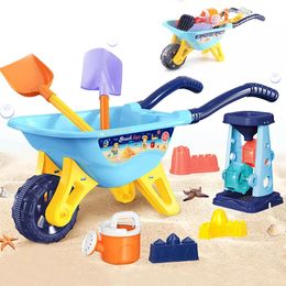 Bath Toys Beach Toy Car Set Baby Shovel Sand Digging Tool en Bucket Hourglass Pool Birthday Cadeau voor jongens andgirls 230307