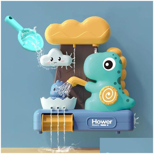 Juguetes de baño Dinosaurio de dibujos animados Bebé Animal Aspersor Rueda de agua Agua Spray Juguete Baño Baño Bañera Ducha Juego para niños Drop Deliver Othxz